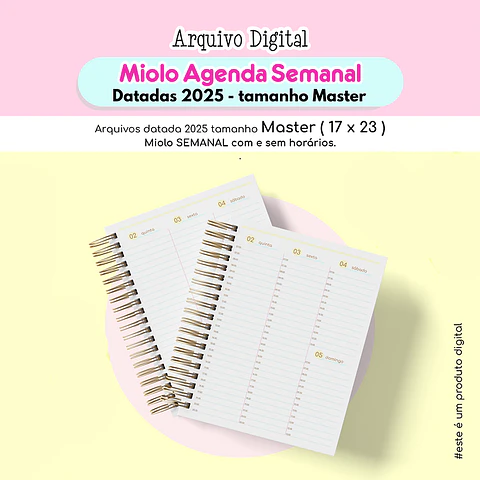 Arquivo Miolo Agendas Master Semanal Datada 2025 - Estudio G19