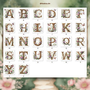 Kit Digital Alfabeto Floral Jardim Secreto - Ilustracin