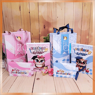 Arquivo Dia dos Professores Sacolinha, bloquinho e embalagem para kit kat - Iza Nagliatti