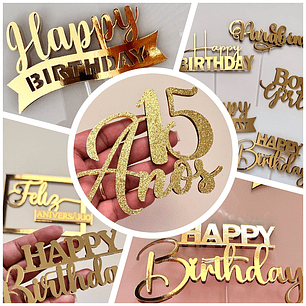 Arquivo Combo 18 Mini Topos Happy Birthday - toppers de luxo