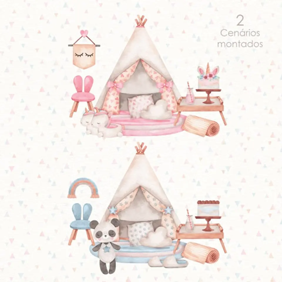 Kit Digital Festa do Pijama Aquarela - com amor aquarelas 2