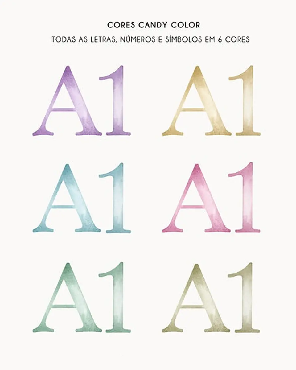 Kit Digital Letras e Números Alfabeto Candy Color -  Ni Estudio 3