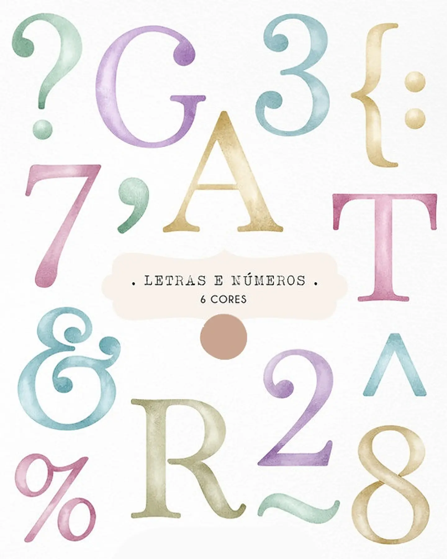 Kit Digital Letras e Números Alfabeto Candy Color -  Ni Estudio 1