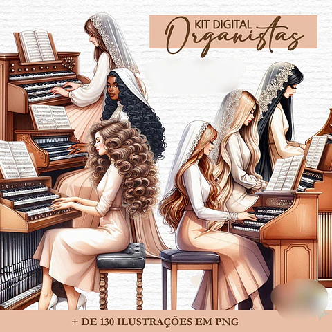 Kit Digital Ilustrações Organistas - bicho papel