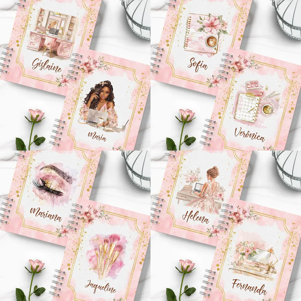 Arquivo Kit 12 Capas e Miolo Pautado Coleção Glamour Floral - Bicho Papel 1
