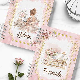 Arquivo Kit 12 Capas e Miolo Pautado Coleção Glamour Floral - Bicho Papel