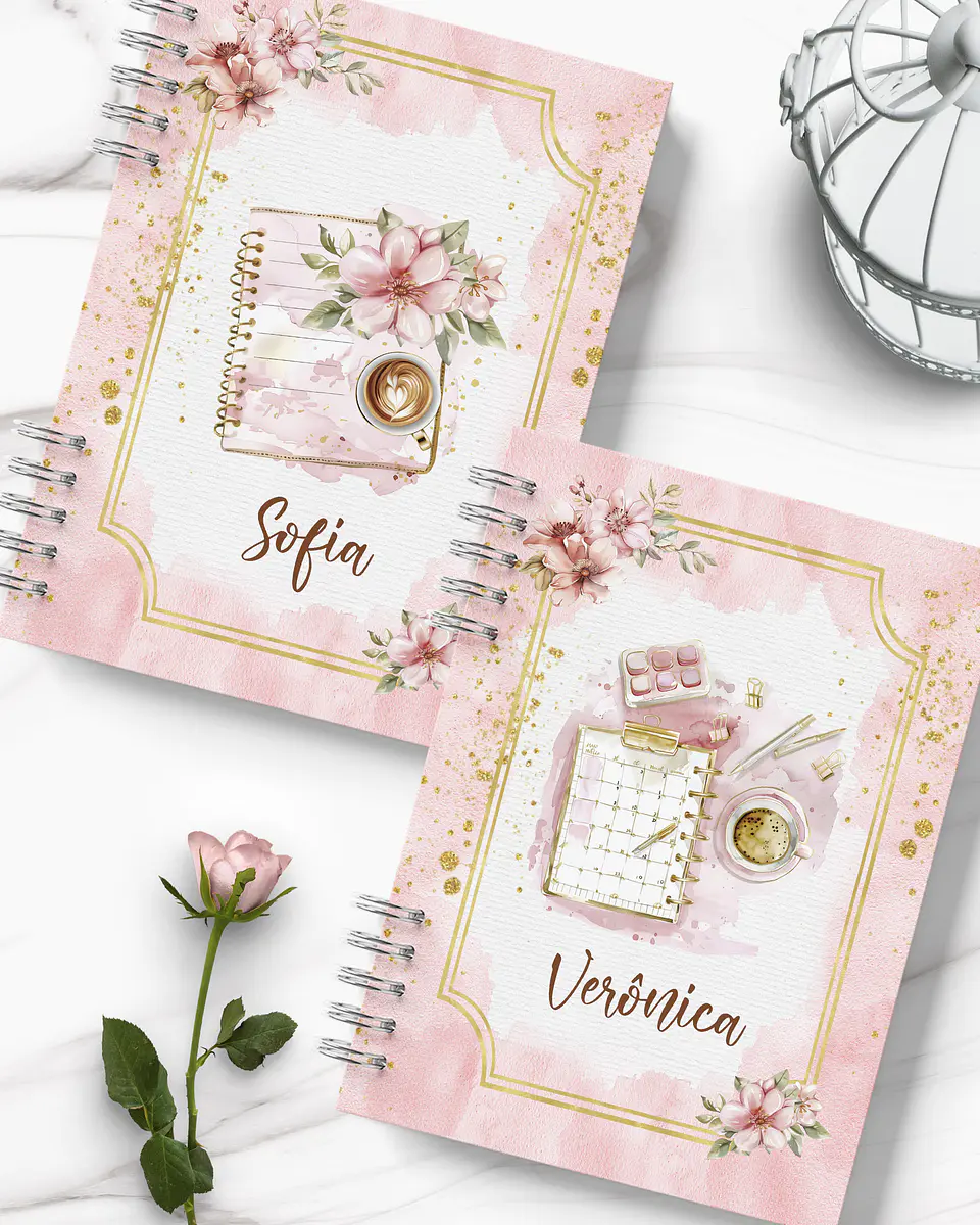 Arquivo Kit 12 Capas e Miolo Pautado Coleção Glamour Floral - Bicho Papel 8