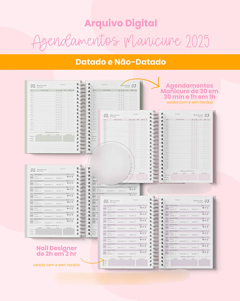 Arquivo Agenda Agendamentos Manicure e Nail Designer 2025 - Branco Papel 3