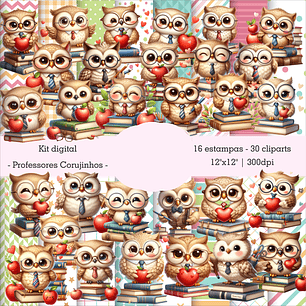 Kit Digital Dia dos Professores Corujinhos - cute corte