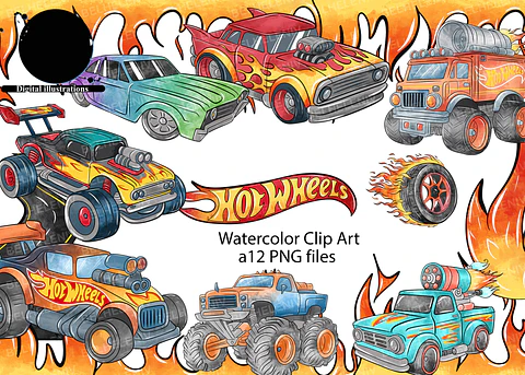 Kit Digital Hot Whells Aquarela 