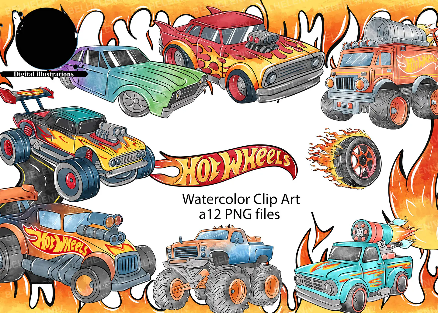Kit Digital Hot Whells Aquarela  1