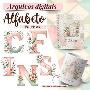 Kit Digital Alfabeto Patchwork Floral - ILUSTRACIN