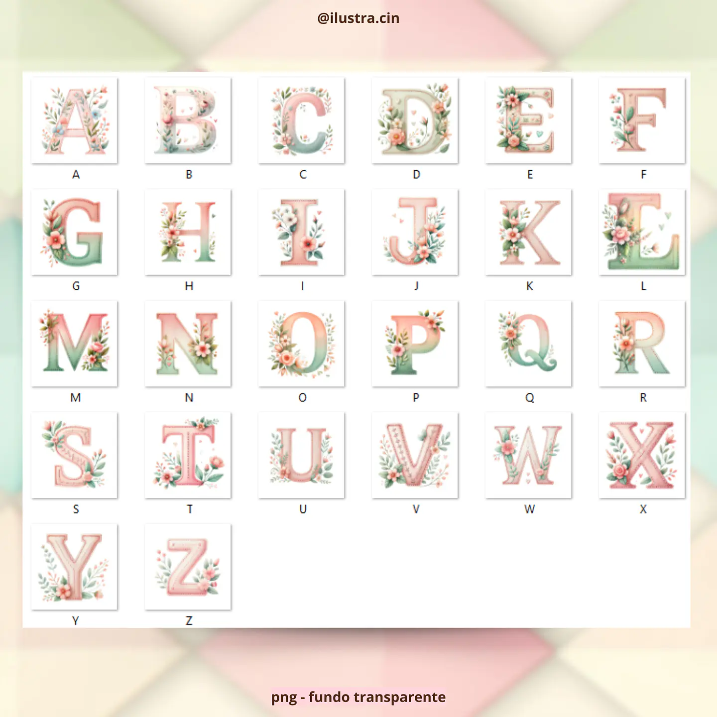 Kit Digital Alfabeto Patchwork Floral - ILUSTRACIN 2