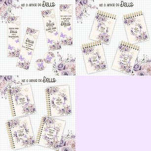 Arquivo Kit Amor de Deus Floral Lilás  - Arts da Crys