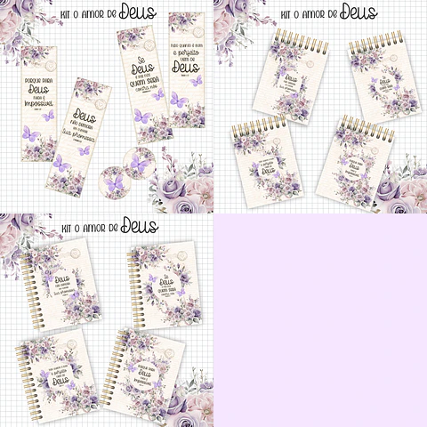 Arquivo Kit Amor de Deus Floral Lilás  - Arts da Crys
