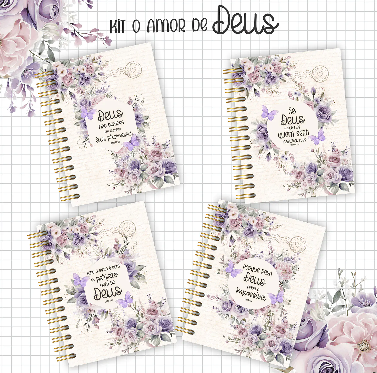 Arquivo Kit Amor de Deus Floral Lilás  - Arts da Crys 2