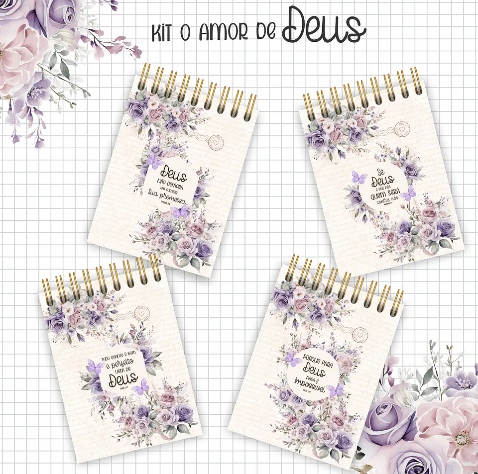 Arquivo Kit Amor de Deus Floral Lilás  - Arts da Crys 4