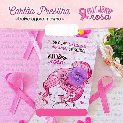 Arquivo Outubro Rosa Card Piranha Presilha - art ideia