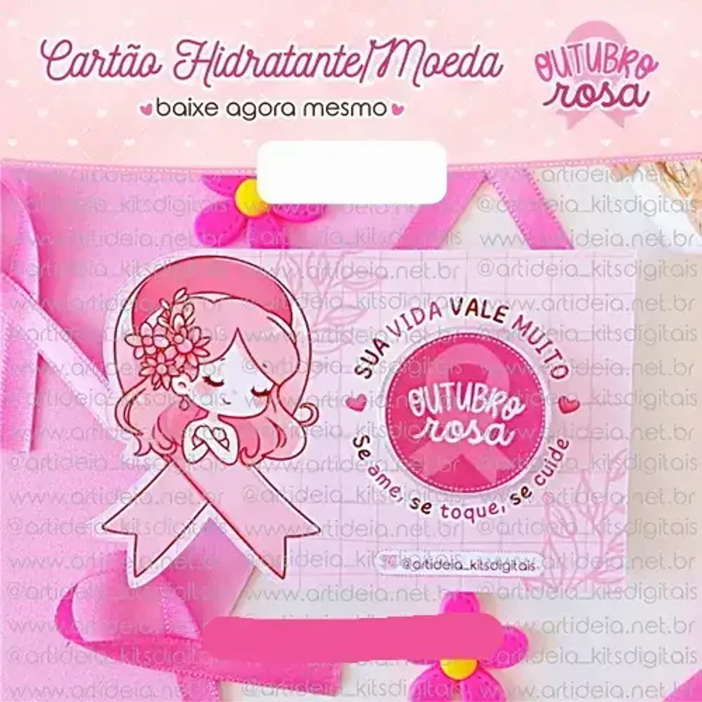 Arquivo Outubro Rosa Card Potinho de Hidratante ou Card Moedinha - art ideia 1