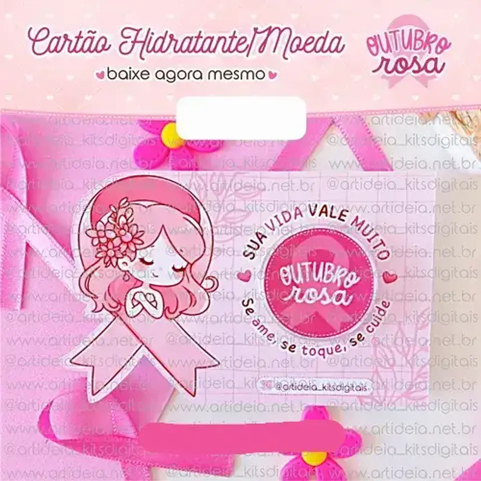 Arquivo Outubro Rosa Card Potinho de Hidratante ou Card Moedinha - art ideia 1