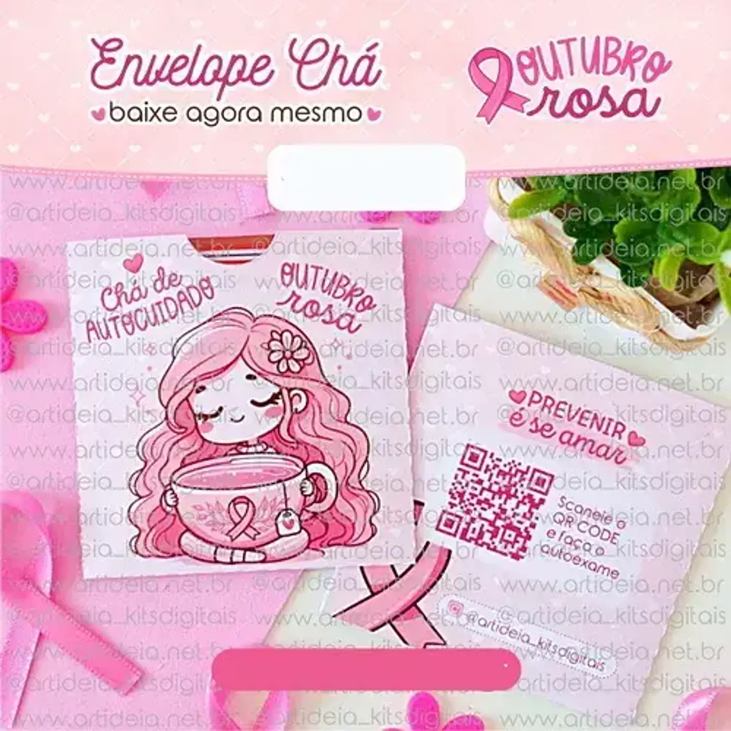 Arquivo Outubro Rosa Envelope de Chá - art ideia 1