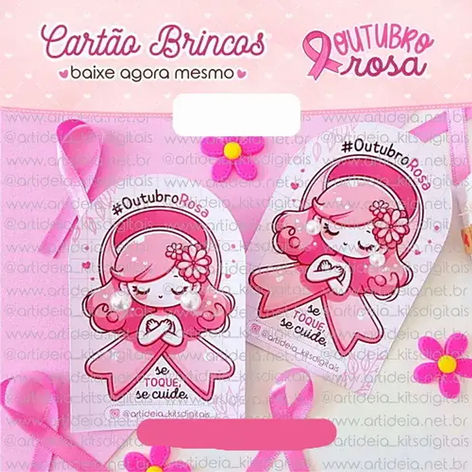 Arquivo Outubro Rosa Card Brincos - art ideia 1