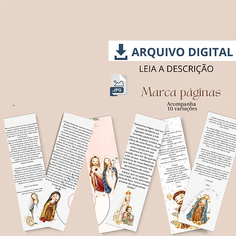 Arquivo de Corte Marcador de Páginas Santinhos - PITAKOS