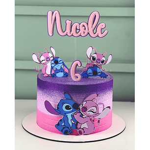 Arquivo Topo de Bolo Stitch e Angel 