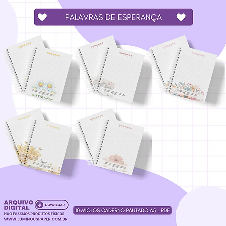 Arquivo Cadernos Coleção Palavras de Esperança - Luminous 5