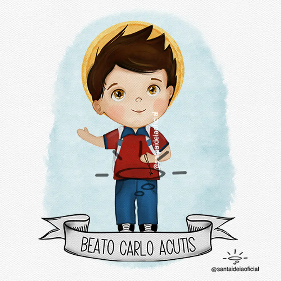 Arquivo Ilustração Beato Carlo Acutis Aquarela - Santa Ideia 1