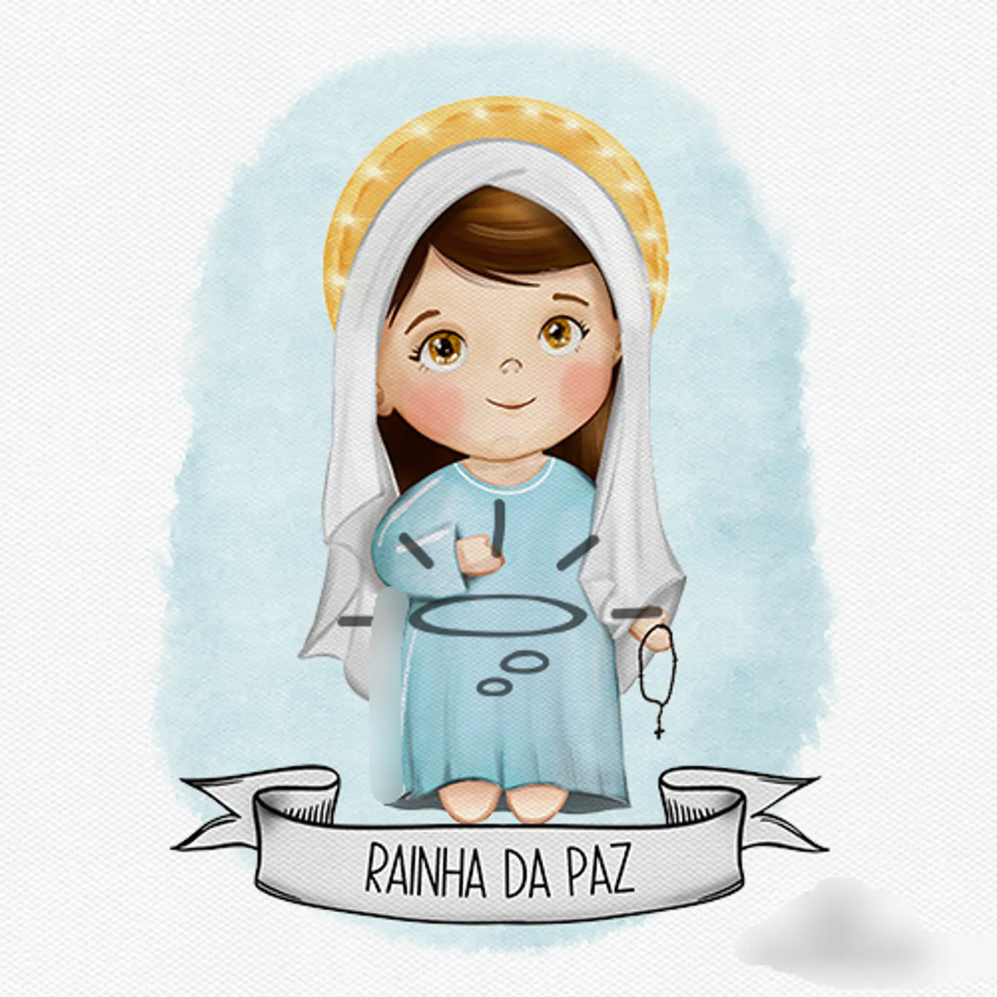 Arquivo Ilustração Rainha da Paz Aquarela - Santa Ideia 1