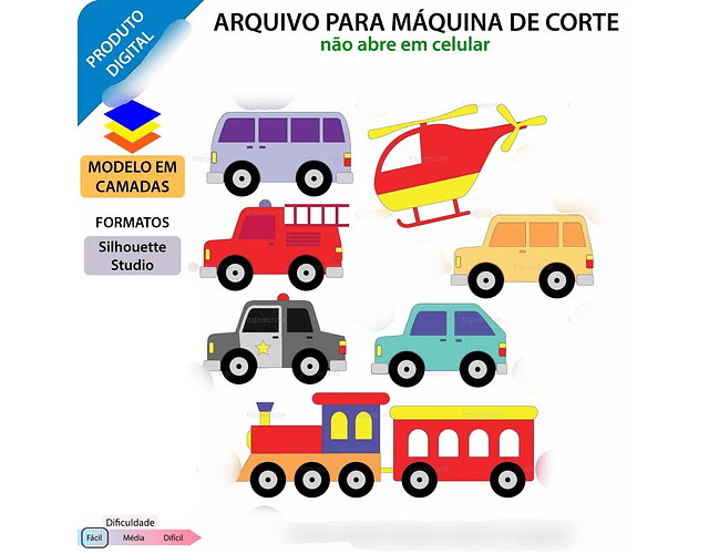   Arquivo Topo de Bolo Carrinhos - EM CAMADAS