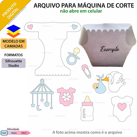  Arquivo Topo de Bolo Chá de Fraldas - EM CAMADAS