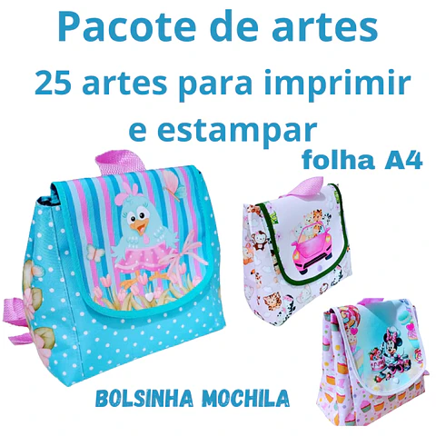 Arquivo Sublimação Bolsinha Mochila Personagens 