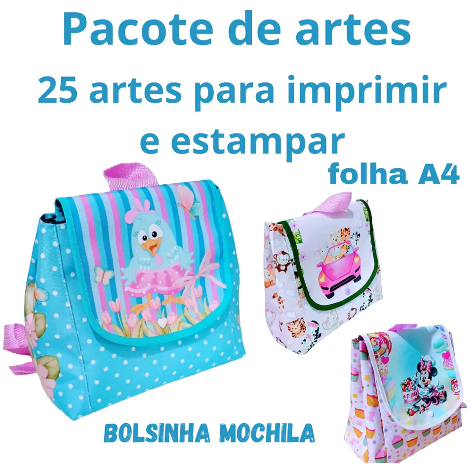 Arquivo Sublimação Bolsinha Mochila Personagens  1