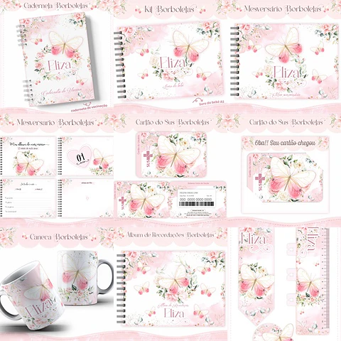 Arquivo Encadernação Baby Borboletas Aquarela - lina
