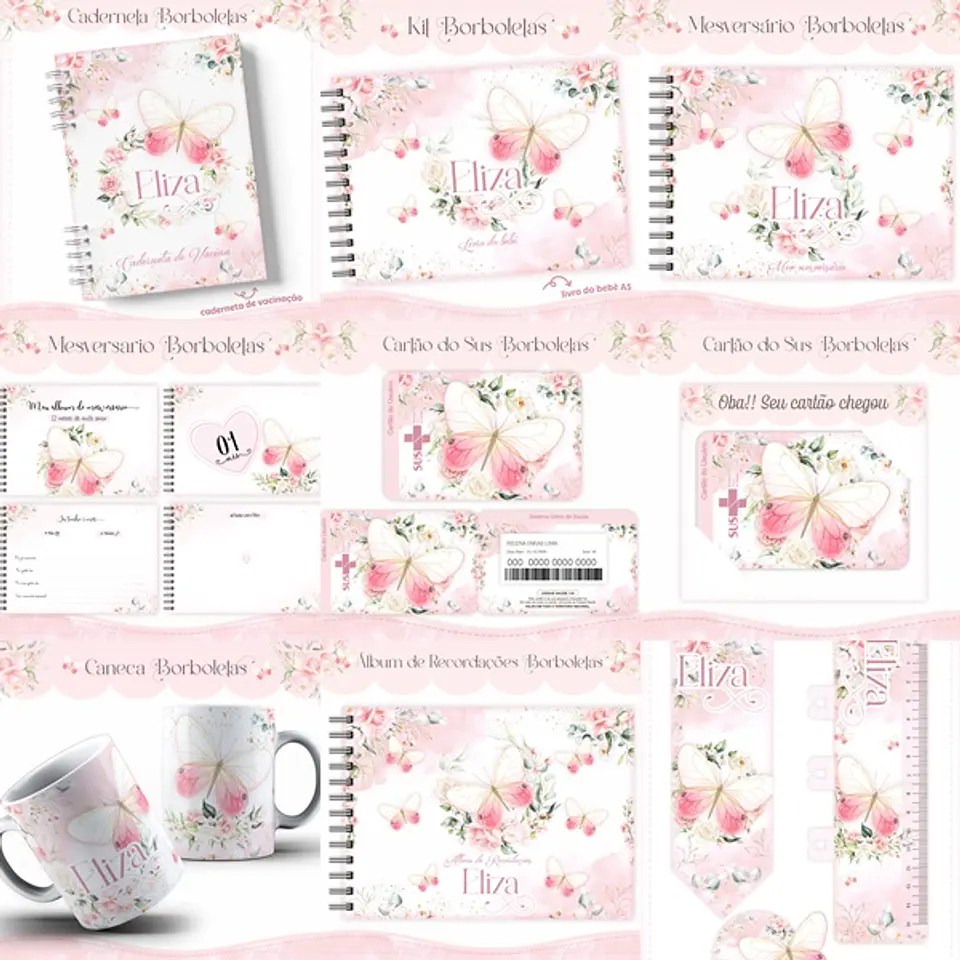 Arquivo Encadernação Baby Borboletas Aquarela - lina 1