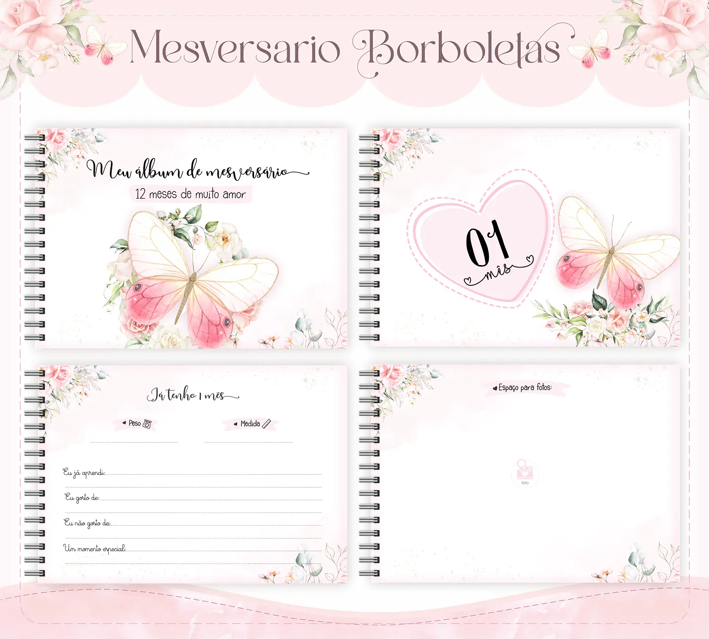 Arquivo Encadernação Baby Borboletas Aquarela - lina 4