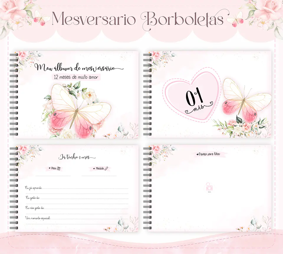 Arquivo Encadernação Baby Borboletas Aquarela - lina 4