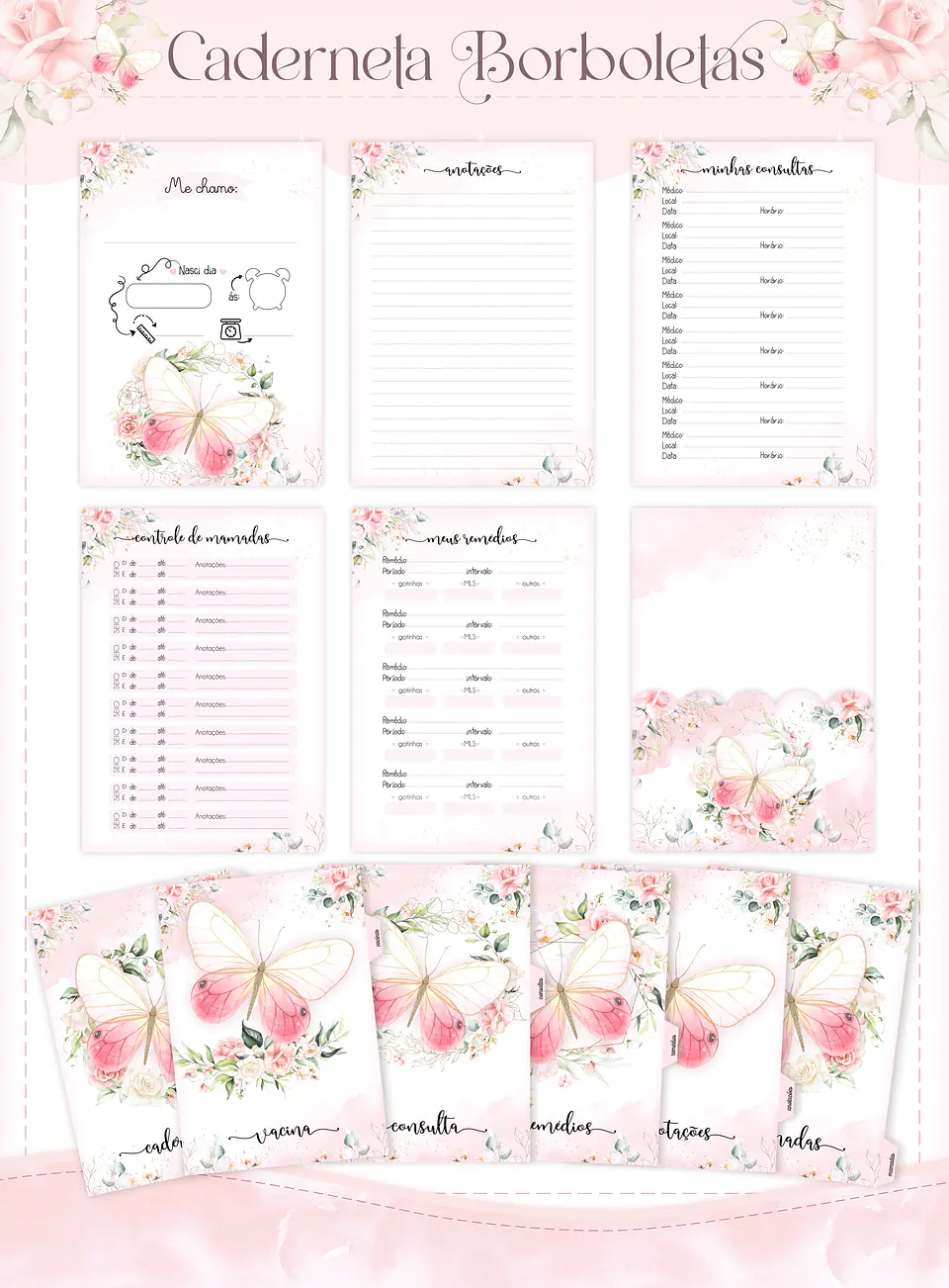 Arquivo Encadernação Baby Borboletas Aquarela - lina 9