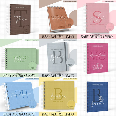 Arquivo Combo Encadernação Baby Linho Neutro - 20 cores
