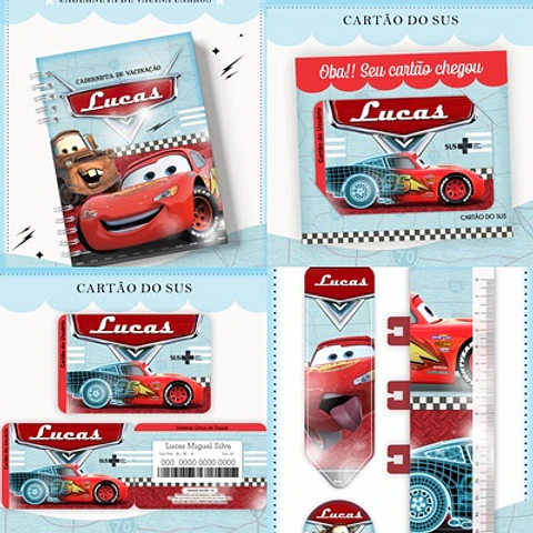 ARQUIVO ENCADERNAÇÃO CADERNETA DE SAUDE CARROS DISNEY - LINA