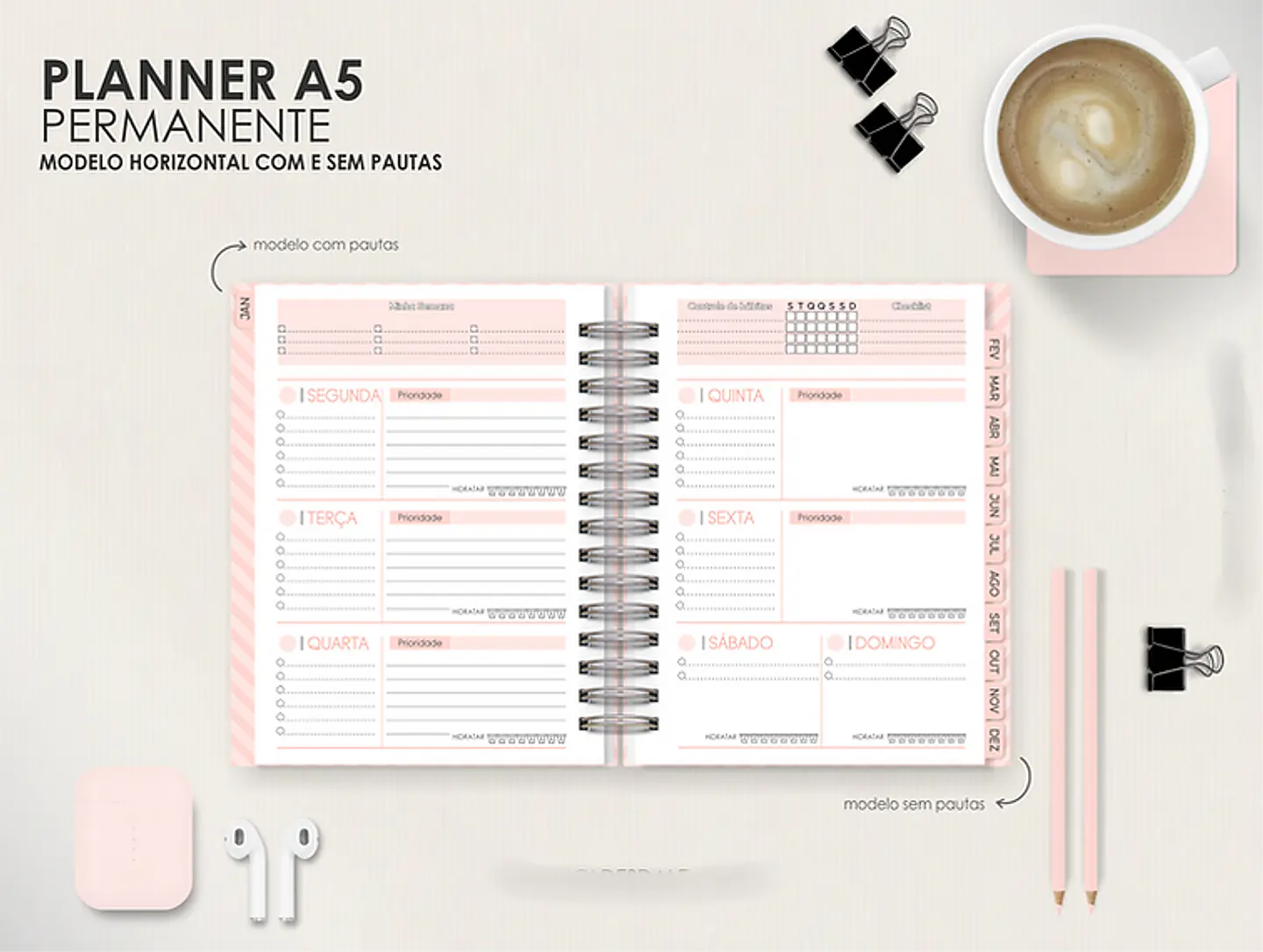 Arquivo Combo Planners Permanentes BIG, A5 e SLIM - Capas e Divisorias - Moldes da Le 2