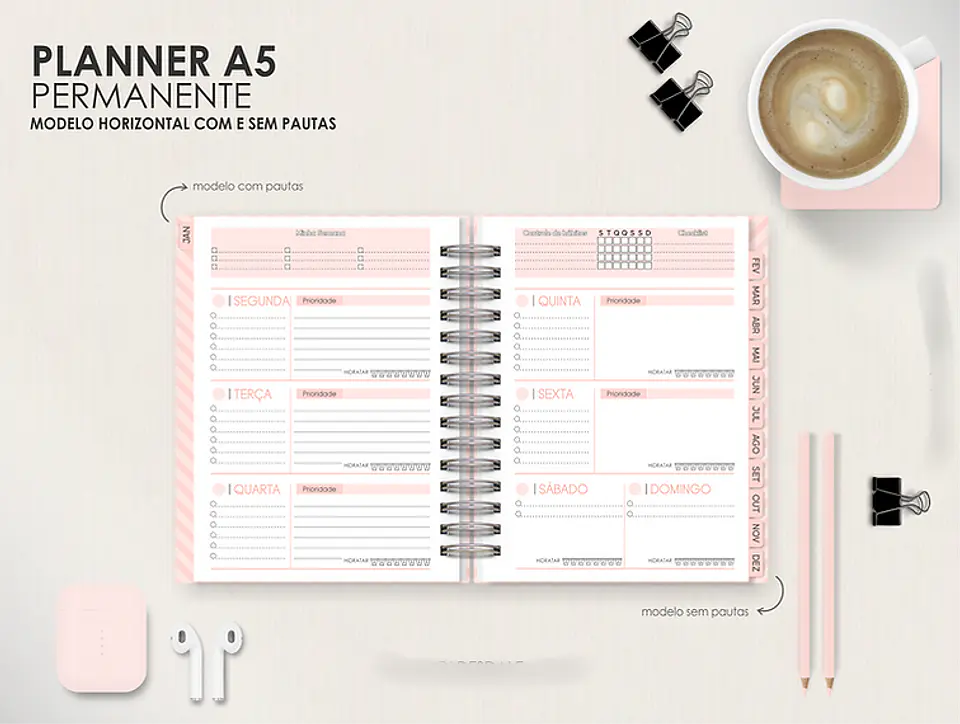 Arquivo Combo Planners Permanentes BIG, A5 e SLIM - Capas e Divisorias - Moldes da Le 2