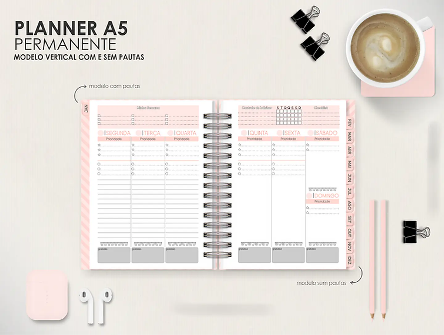 Arquivo Combo Planners Permanentes BIG, A5 e SLIM - Capas e Divisorias - Moldes da Le 12