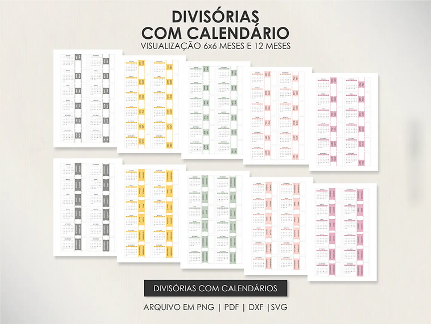 Arquivo Combo Planners Permanentes BIG, A5 e SLIM - Capas e Divisorias - Moldes da Le 14