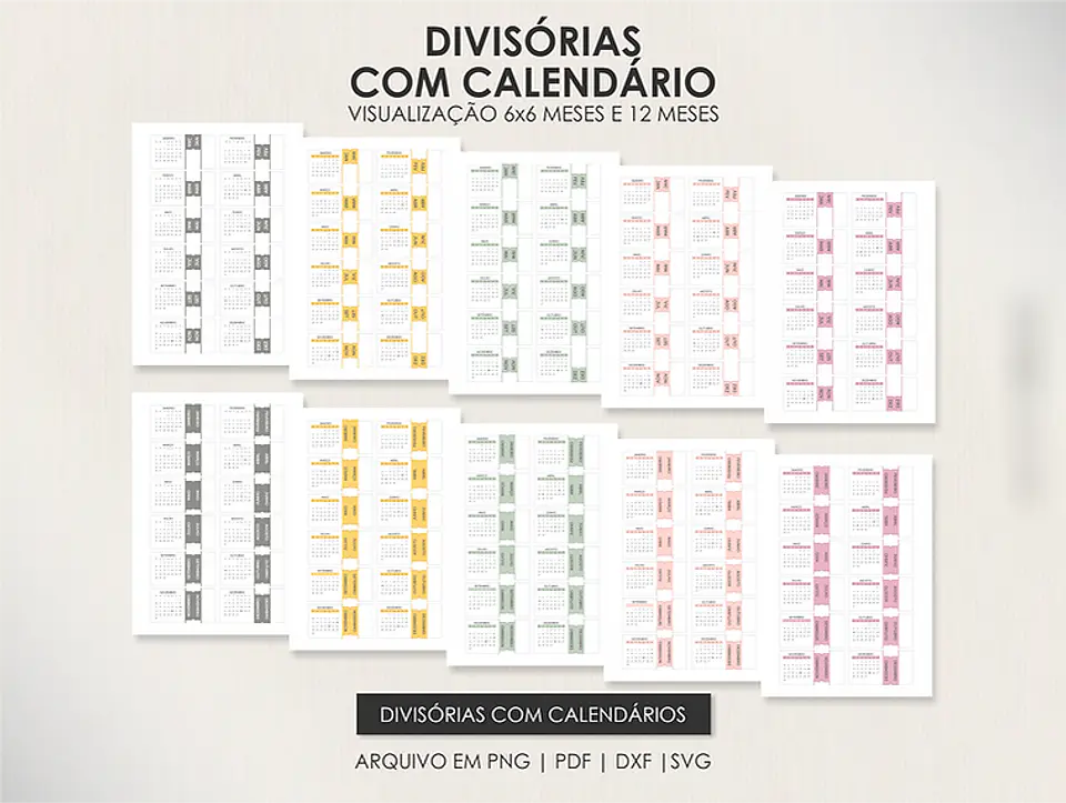 Arquivo Combo Planners Permanentes BIG, A5 e SLIM - Capas e Divisorias - Moldes da Le 14