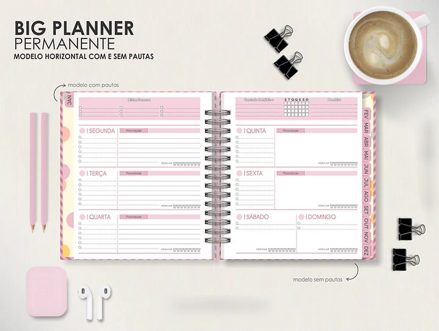 Arquivo Combo Planners Datados BIG, A5 e SLIM - Capas e Divisorias - Moldes da Le 4