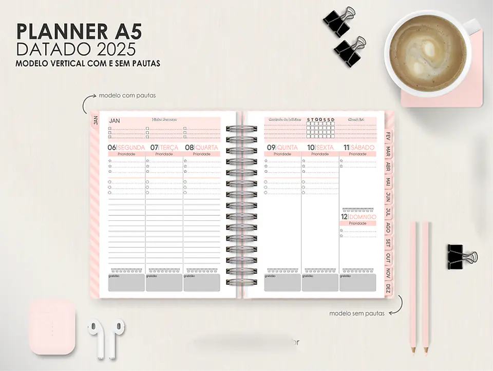 Arquivo Combo Planners Datados BIG, A5 e SLIM - Capas e Divisorias - Moldes da Le 5
