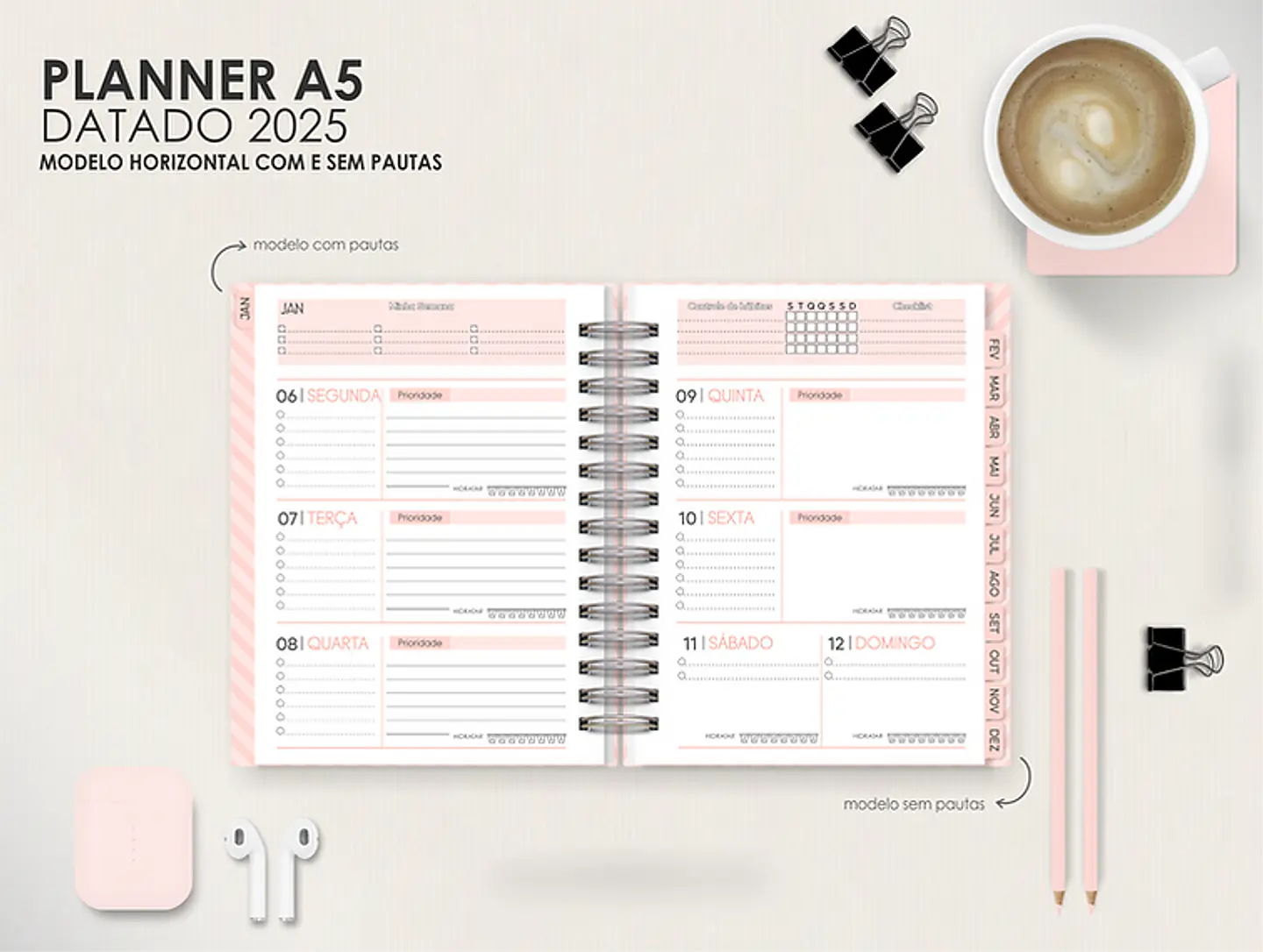 Arquivo Combo Planners Datados BIG, A5 e SLIM - Capas e Divisorias - Moldes da Le 6